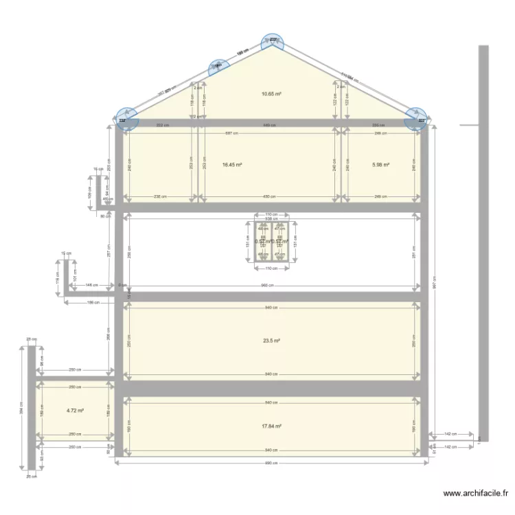 facade sud PC 9m5 sans tropezien. Plan de 