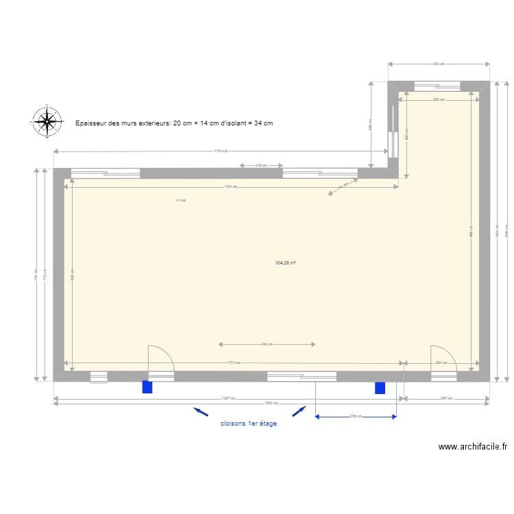 RECONSTRUCTION sans cloisons. Plan de 0 pièce et 0 m2