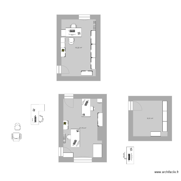 rdv. Plan de 3 pièces et 42 m2