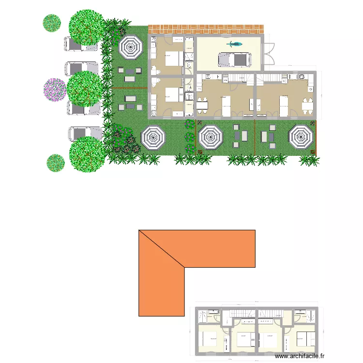 coin ouvrier 2. Plan de 19  et 174 m²