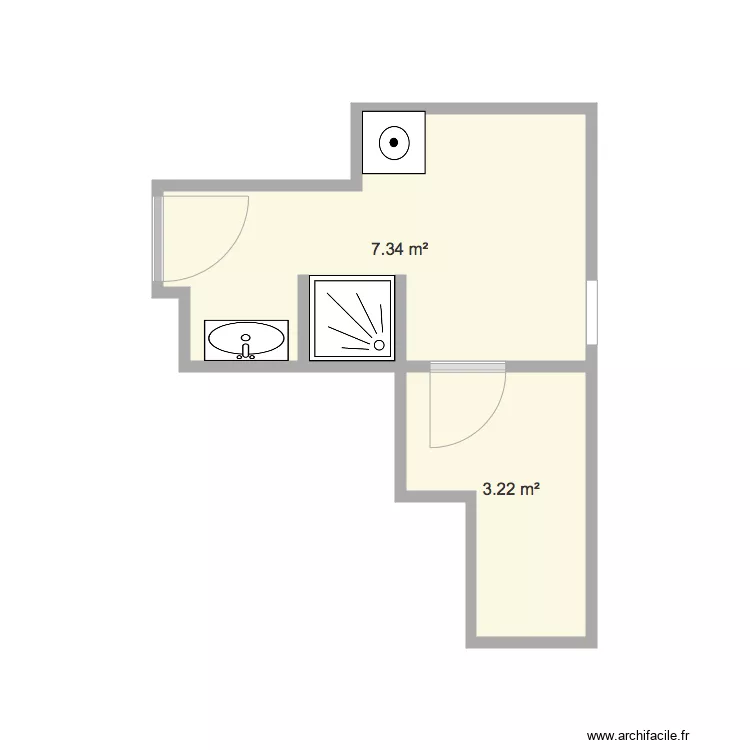 5B GG  SDB largeur r&eacute;duite. Plan de 
