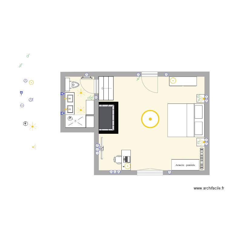 Manoir 1er étage CHAMBRE SDD JJH AMENAGEE. Plan de 0 pièce et 0 m2