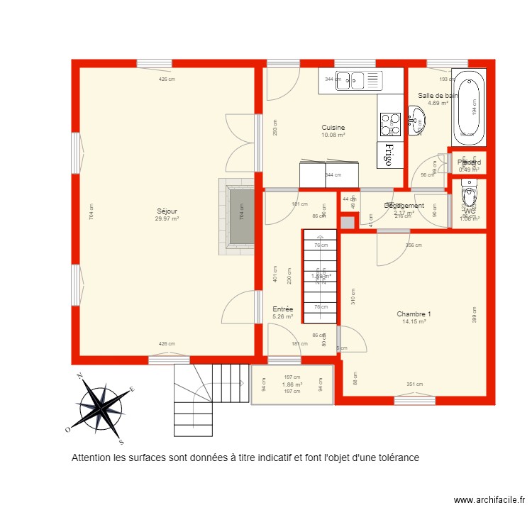 BI 2729 rdc côté. Plan de 0 pièce et 0 m2