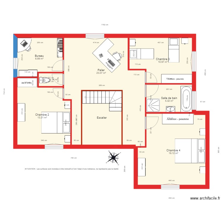 BI 2298 1er étage coté. Plan de 0 pièce et 0 m2