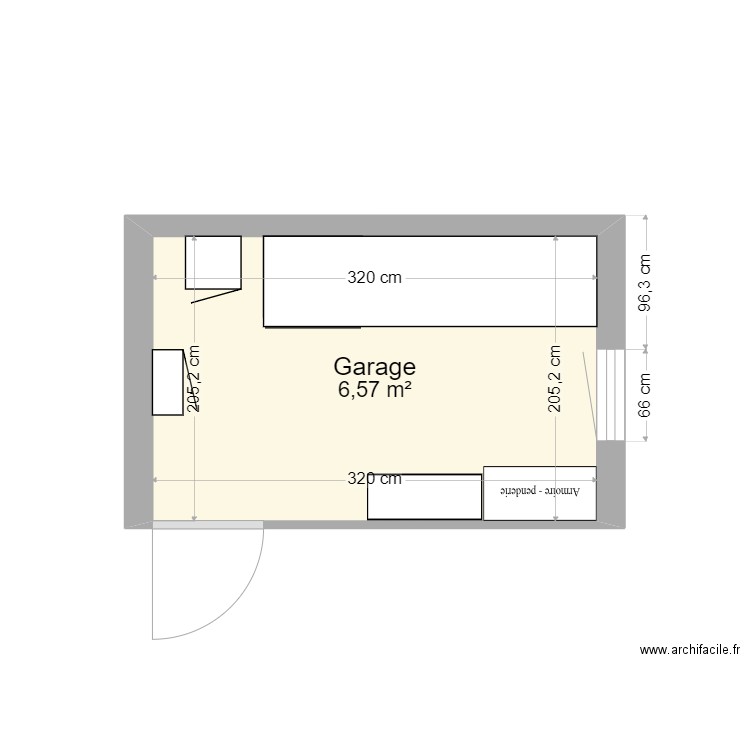 GARAGE 1. Plan de 1 pièce et 7 m2