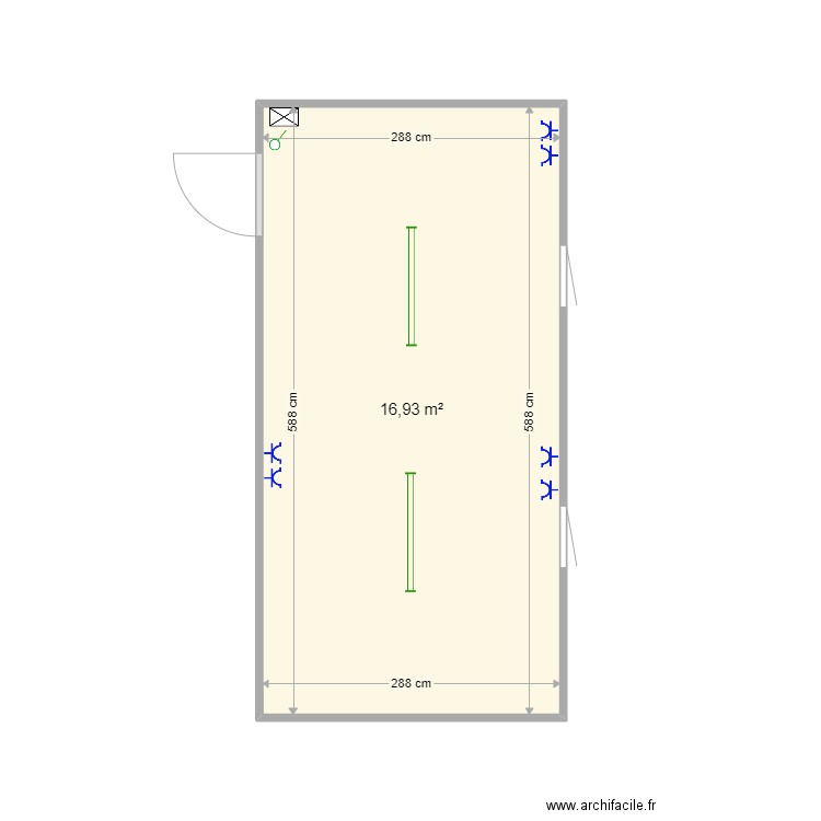 2 62023. Plan de 1 pièce et 17 m2