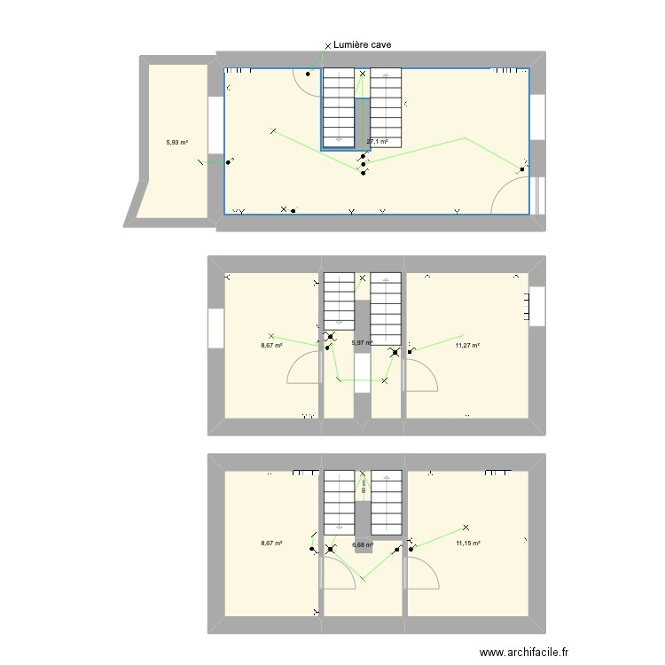 blc elec 2. Plan de 8 pièces et 85 m2