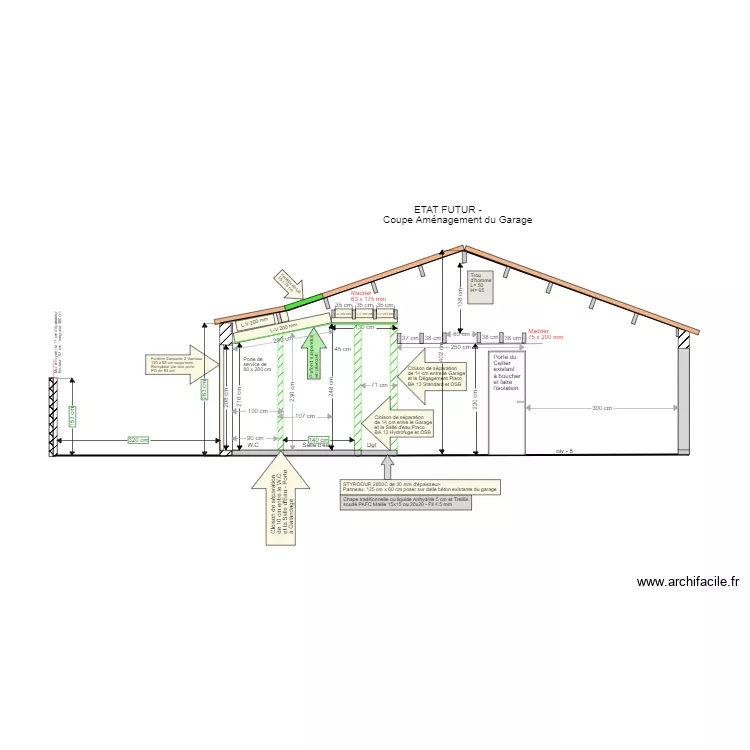Plan Coupe 2  Etat Futur Am&eacute;nagement du Garage. Plan de 