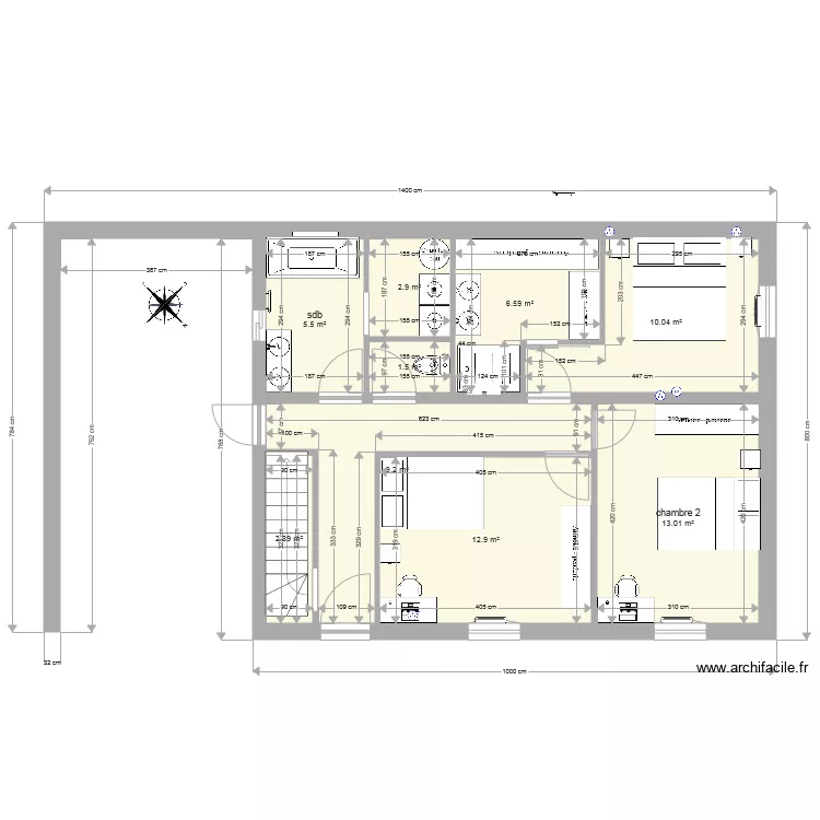 TEST 2 SDB ESCALIER MODIFIE. Plan de 