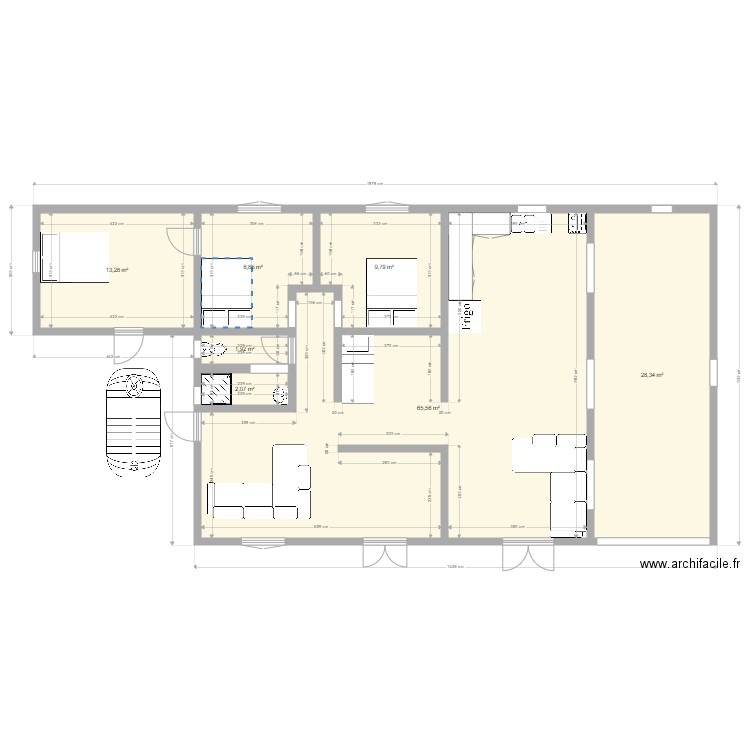 maison existante equipé. Plan de 0 pièce et 0 m2