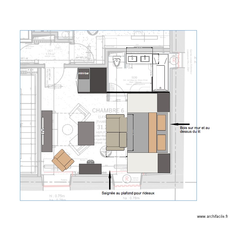 Chambre 6 nouveau B. Plan de 0 pièce et 0 m2