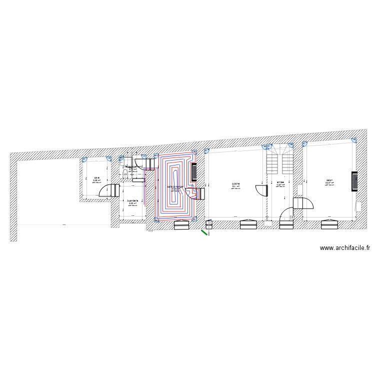 St Etienne de St Geoirs 3 plancher chauffant. Plan de 26 pièces et 315 m2