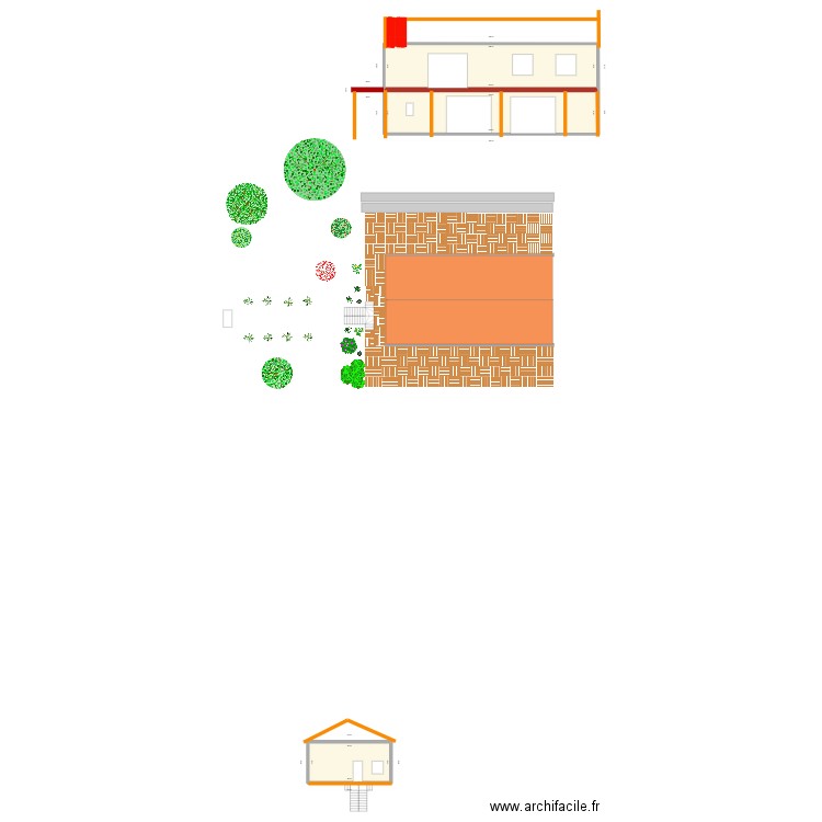 extérieur. Plan de 3 pièces et 198 m2