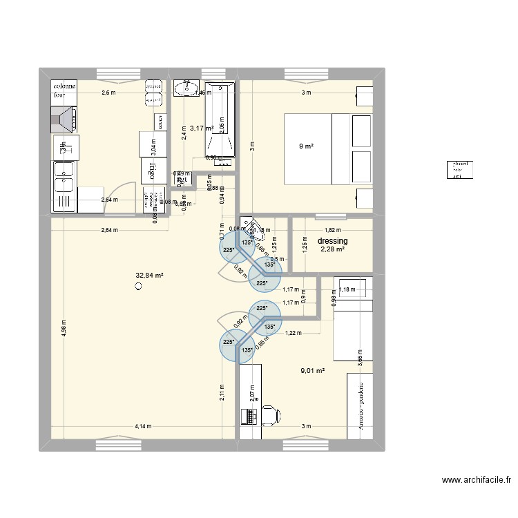 maison. Plan de 5 pièces et 56 m2