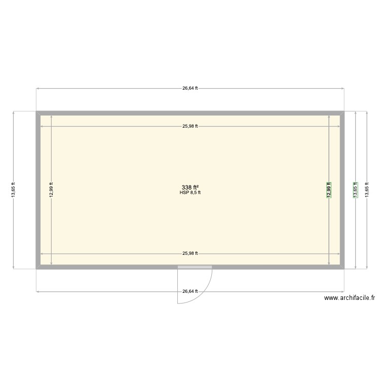 Wyoming. Plan de 1 pièce et 31 m2