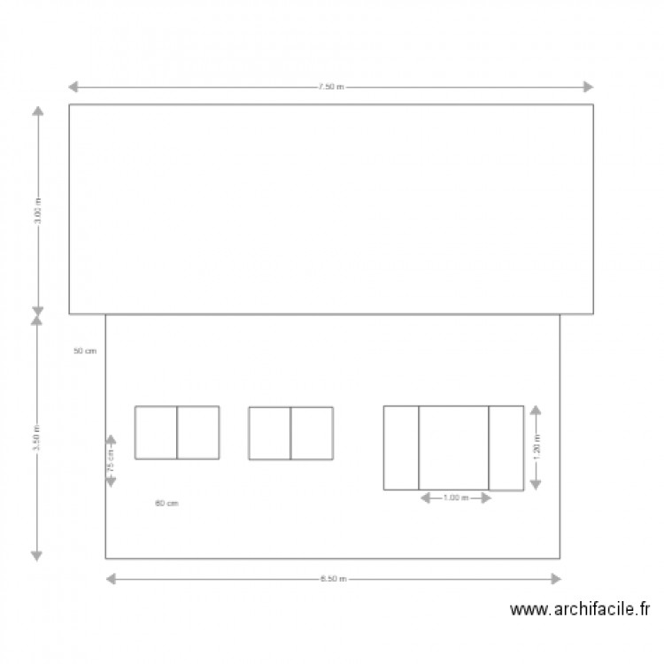 Façade sud. Plan de 0 pièce et 0 m2