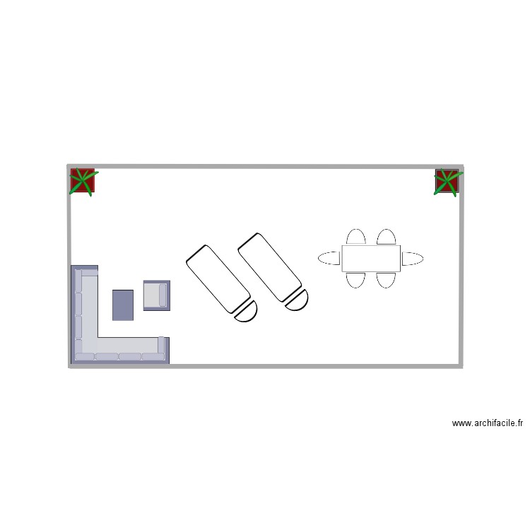 Terrasse AD. Plan de 1 pièce et 22 m2