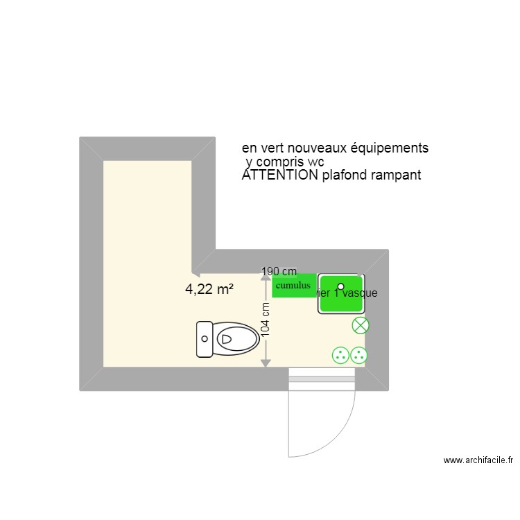 projet local saint romain. Plan de 1 pièce et 4 m2