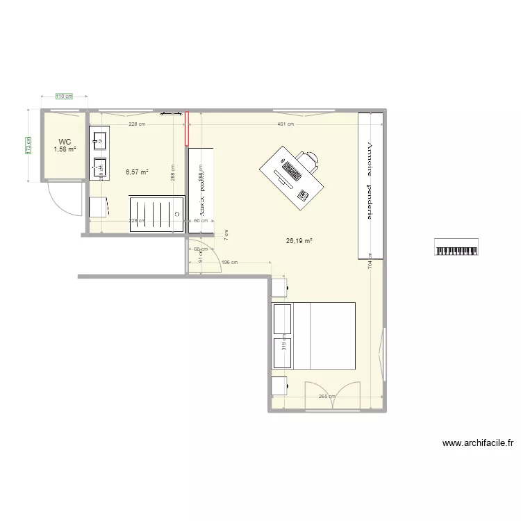 Plan Niveau R+1_porte2 et bureau. Plan de 