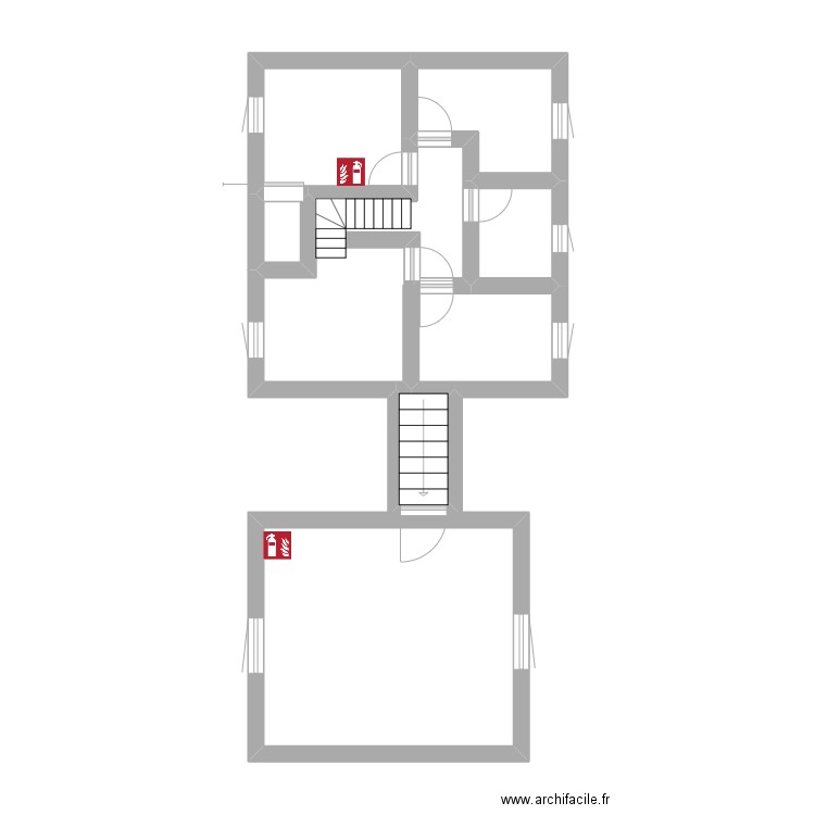 Premier étage. Plan de 6 pièces et 26 m2