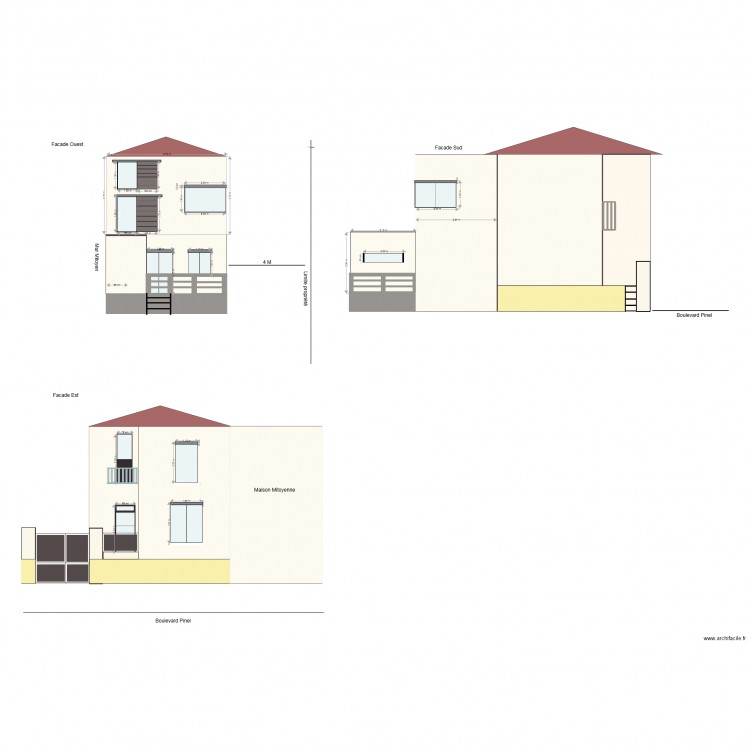 Facade mesure. Plan de 0 pièce et 0 m2