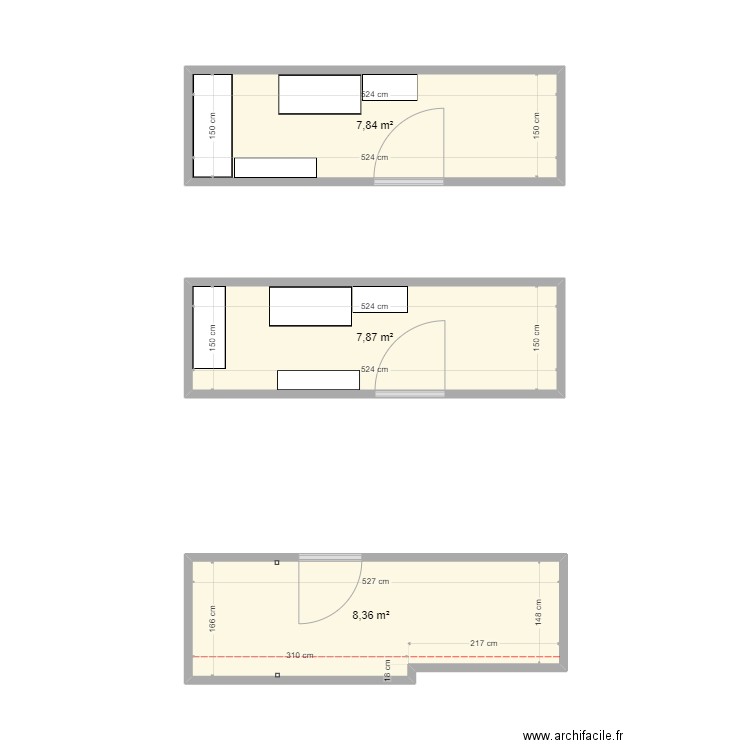 cave. Plan de 3 pièces et 24 m2