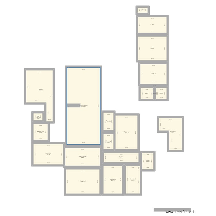 Maison. Plan de 22 pièces et 263 m2