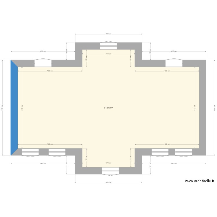 appartement 1 er etage. Plan de 1 pièce et 82 m2