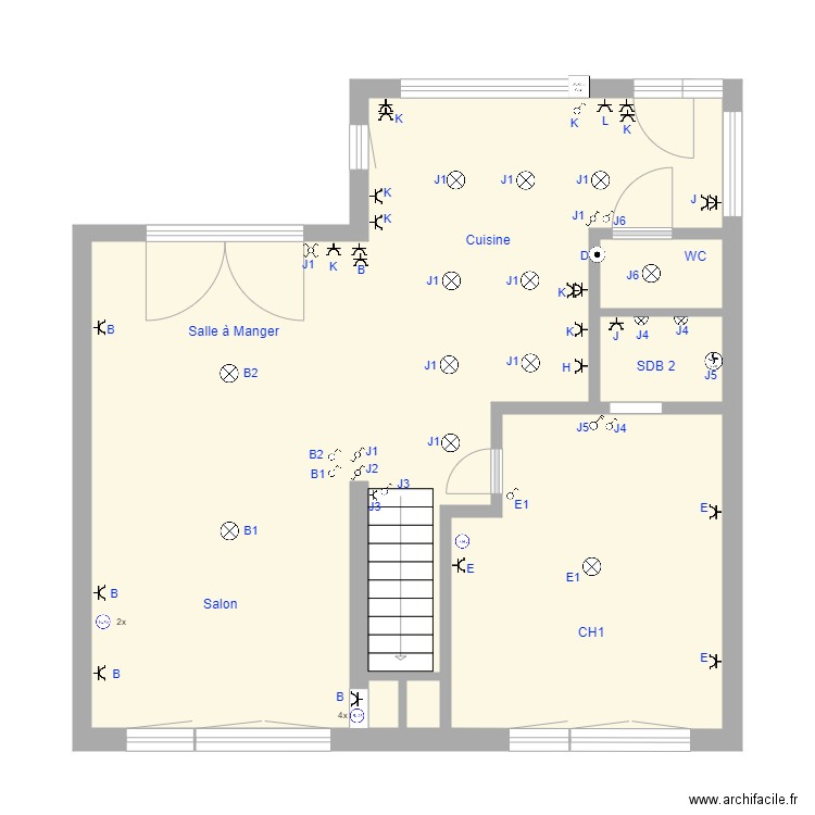 Schéma implantation 1er. Plan de 0 pièce et 0 m2