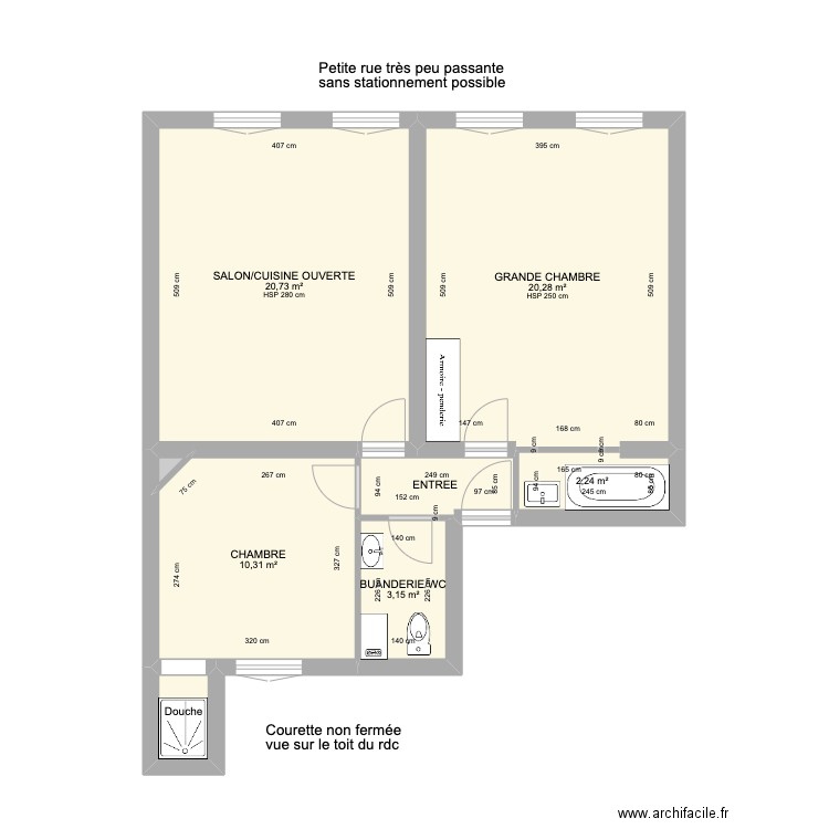 60M2 RDC SURELEVE 4. Plan de 8 pièces et 60 m2