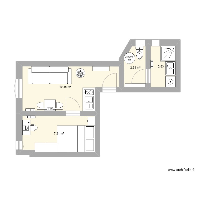 Paris 8e Archi. Plan de 4 pièces et 23 m2