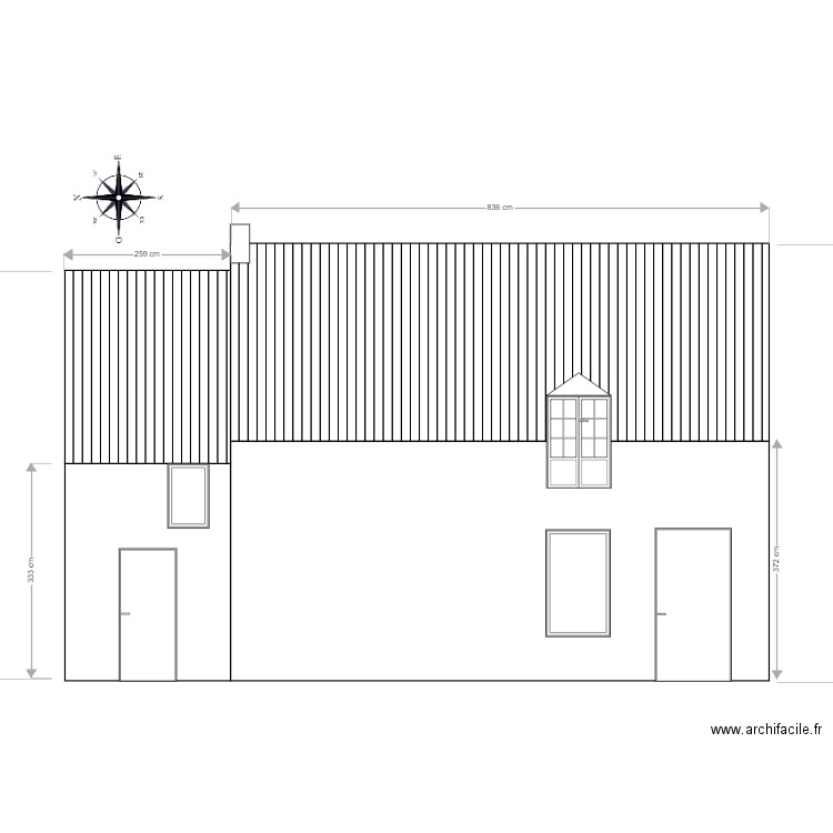 Façade Ouest (BEFORE). Plan de 0 pièce et 0 m2