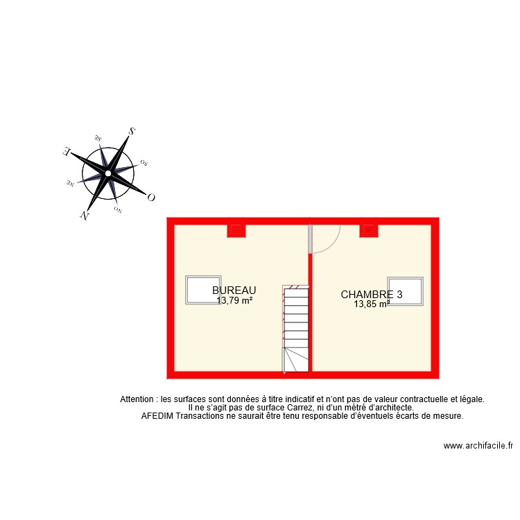 BI 7825 ETAGE 2 PASCAL. Plan de 5 pièces et 29 m2