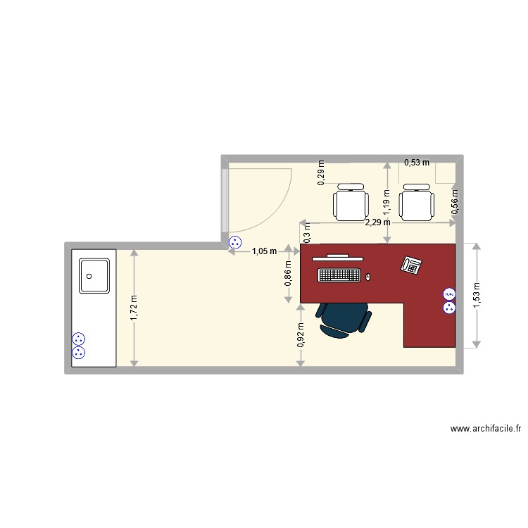 plan sicard 2bis90. Plan de 1 pièce et 14 m2