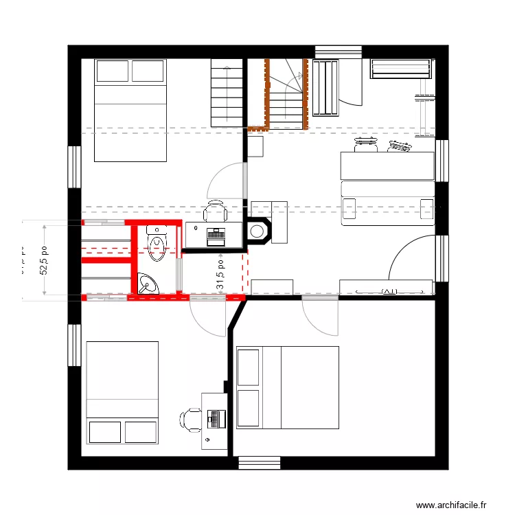 Harvey 2. Plan de 4  et 52 m²