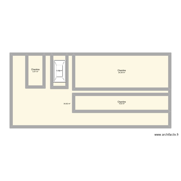 1ere etage. Plan de 5 pièces et 76 m2