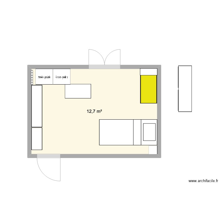 Chambre Marcus 2. Plan de 1 pièce et 13 m2