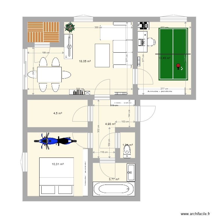 Appartement Meudon. Plan de 8 pièces et 55 m2