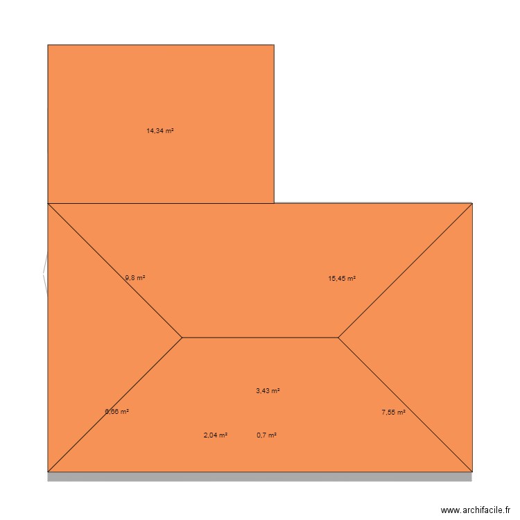 maison vue dessus. Plan de 8 pièces et 60 m2