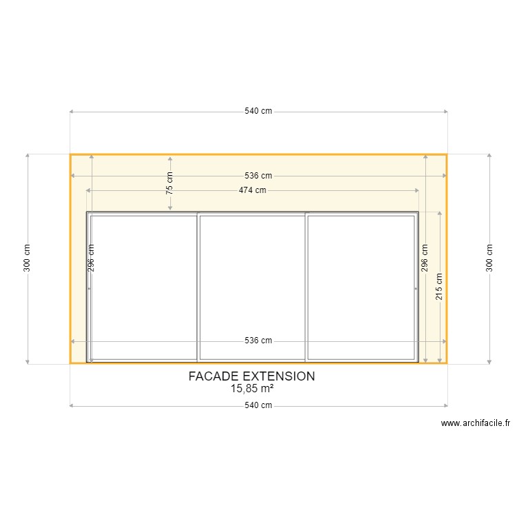 MOUVAUX FACADE EXTENSION. Plan de 1 pièce et 16 m2