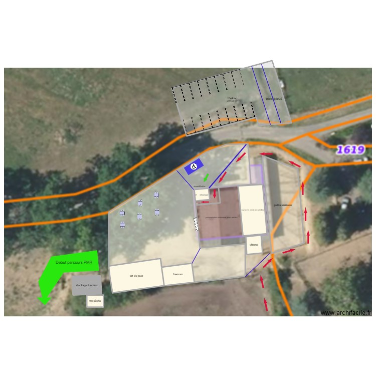 zone accueil. Plan de 11 pièces et 1648 m2