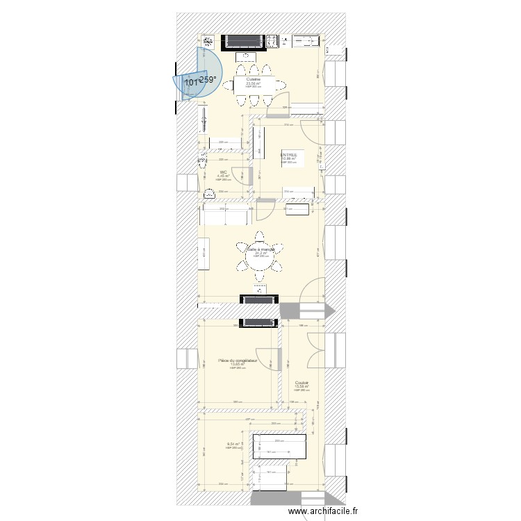 20220101 CHAMAILLARD Existant mamie. Plan de 7 pièces et 102 m2