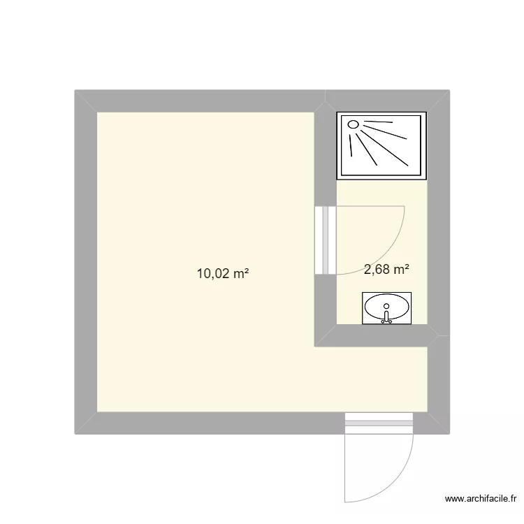 salle de douche actuelle. Plan de 