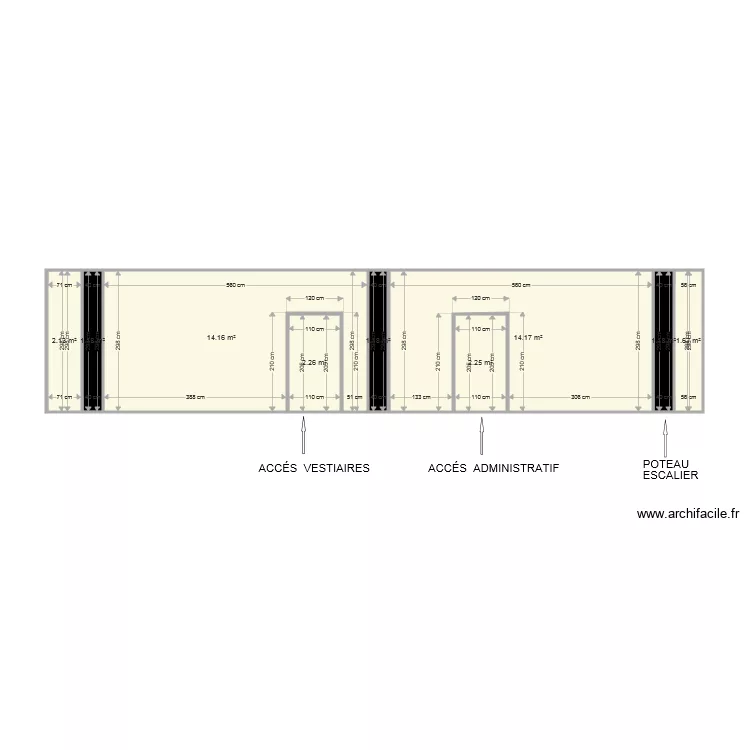 MUR ATELIER  ADMINISTRATIF. Plan de 