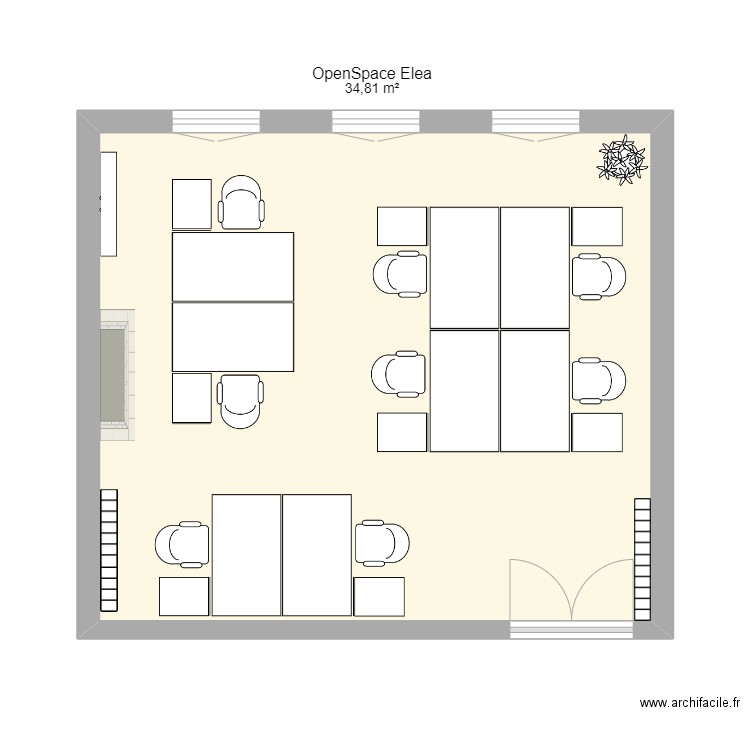 Openspace configuration 1. Plan de 1 pièce et 35 m2