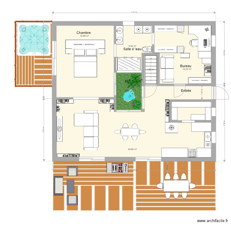 la maison du Bonheur avec cave v2. Plan de 6 pièces et 94 m2