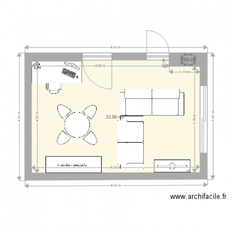 coudiere. Plan de 2 pièces et 24 m2