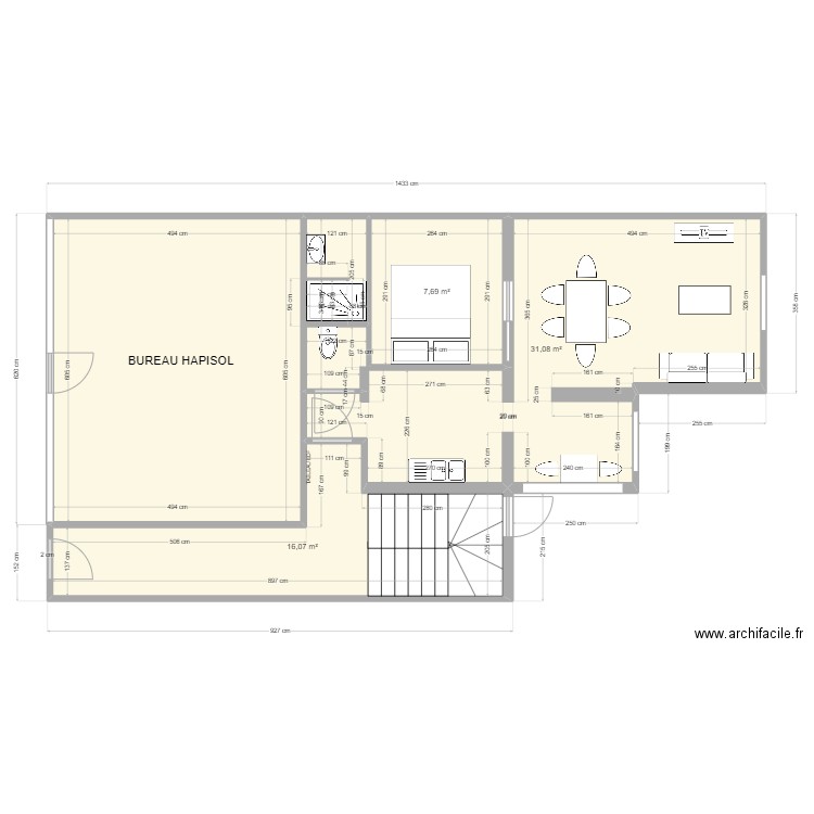 SCI DU GUE  RDC futur. Plan de 5 pièces et 85 m2