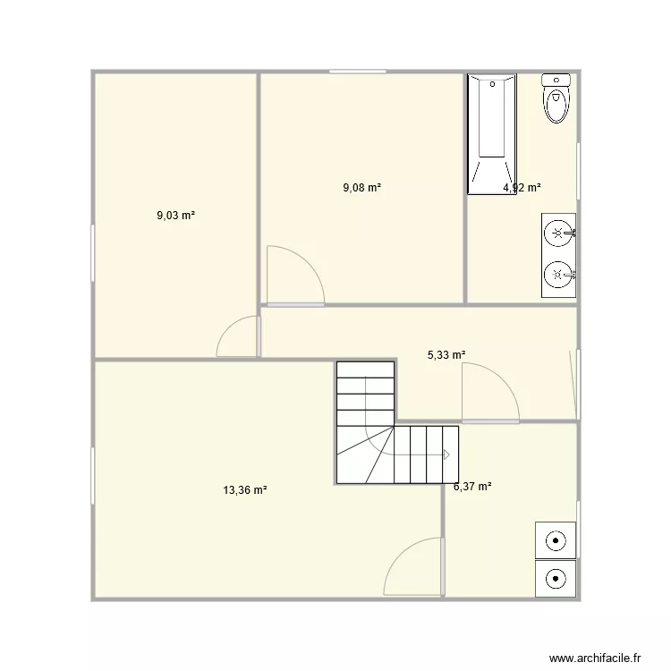 Projet &eacute;tage 1 &agrave; r&eacute;nover. Plan de 