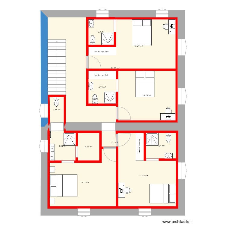 partie nuit situation 2. Plan de 0 pièce et 0 m2